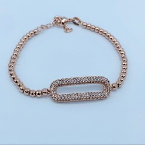 14k Rose Gold White Sapphire Bracelet